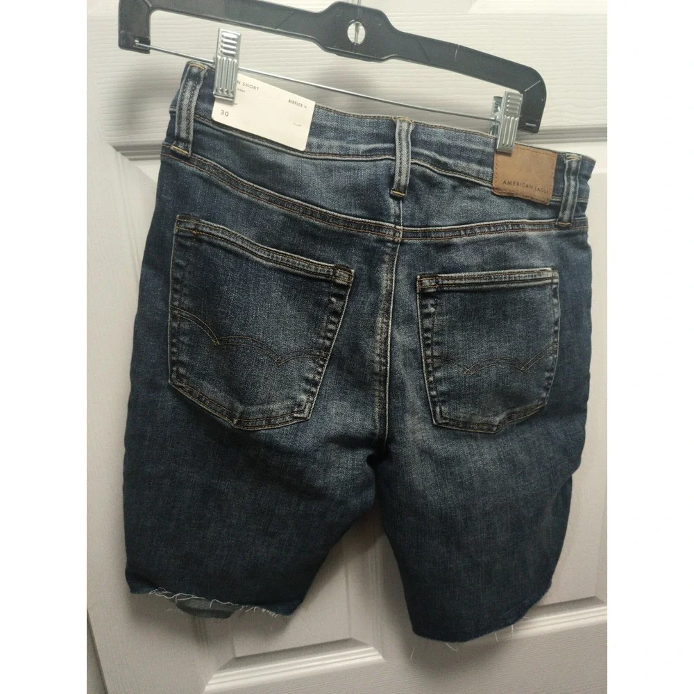 American Eagle Airflex Jean Shorts Mens 30 Blue Denim Distressed 9